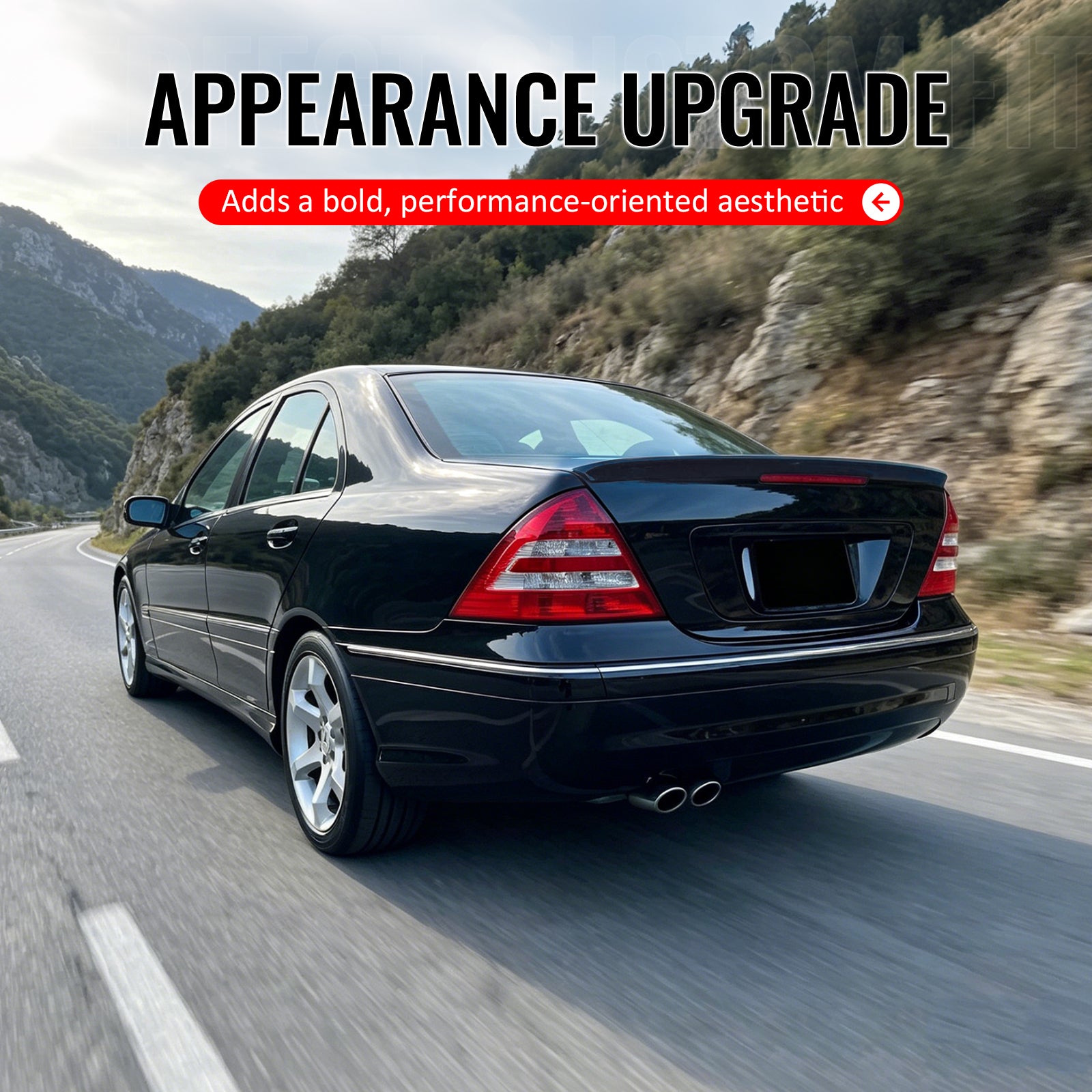 Fits 01-07 Benz C-Class W203 Sedan 4-Door IKON Trunk Spoiler Unpainted Black ABS