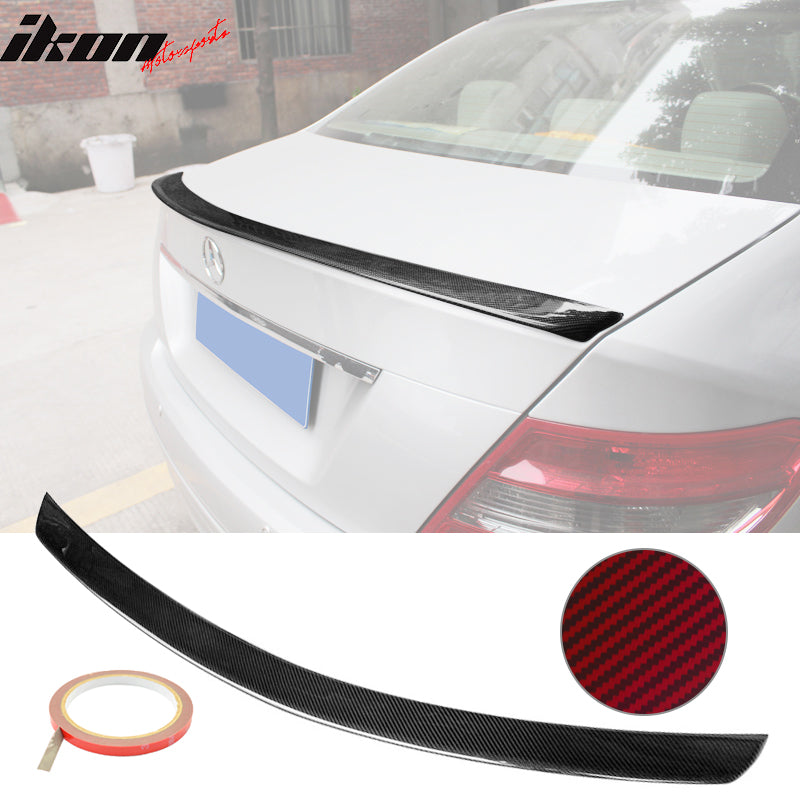 2008-2014 Benz W204 AMG Style Red Clear Rear Spoiler Wing Carbon Fiber