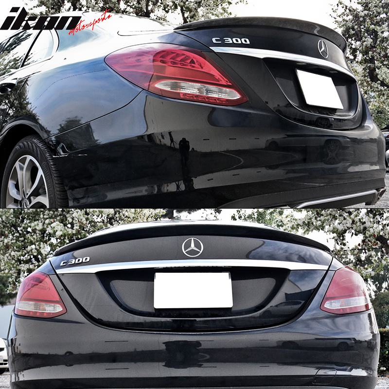 IKON MOTORSPORTS, Trunk Spoiler Compatible With 2015-2020 Mercedes Benz C Class W205 , Matte Forged Carbon Fiber AMG Style Rear Spoiler Wing, 2016 2017 2018 2019