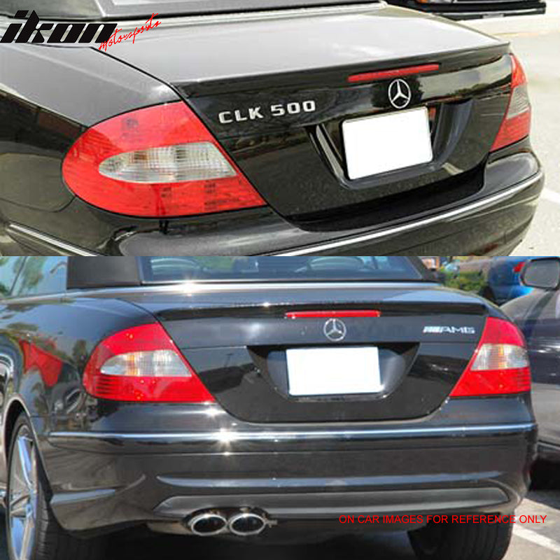 Pre-painted Trunk Spoiler Compatible With 2003-2009 Benz W209 CLK, Painted Matte Black ABS Trunk Boot Lip Spoiler Wing Deck Lid By IKON MOTORSPORTS, 2004 2005 2006 2007