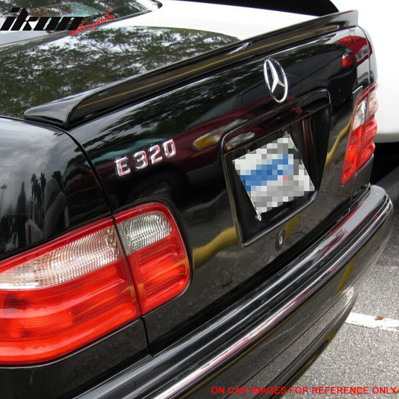 Pre-painted Trunk Spoiler Compatible With 1995- 2001 Benz W210 E-Class, A Style ABS Painted Matte Black Trunk Boot Lip Spoiler Wing Deck Lid Bodykit By IKON MOTORSPORTS, 1996 1997 1998 1999 2000