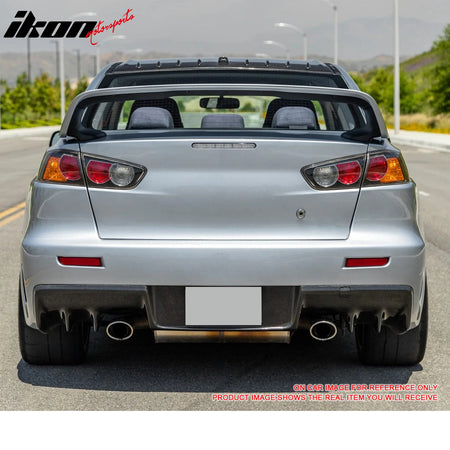 IKON MOTORSPORTS, Trunk Spoiler Compatible with 2008-2017 Mitsubishi Lancer, EVO Style Painted #U17 Mercury Gray Metallic ABS Plastic Rear Trunk Lid Spoiler Wing Lip