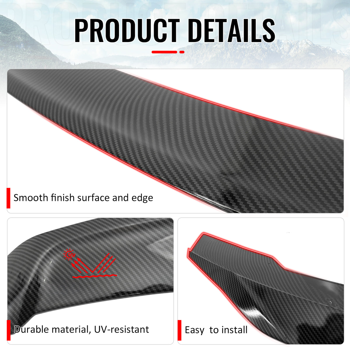 Fits 08-17 Mitsubishi Lancer EVO X R Style Carbon Fiber Print Trunk Spoiler ABS