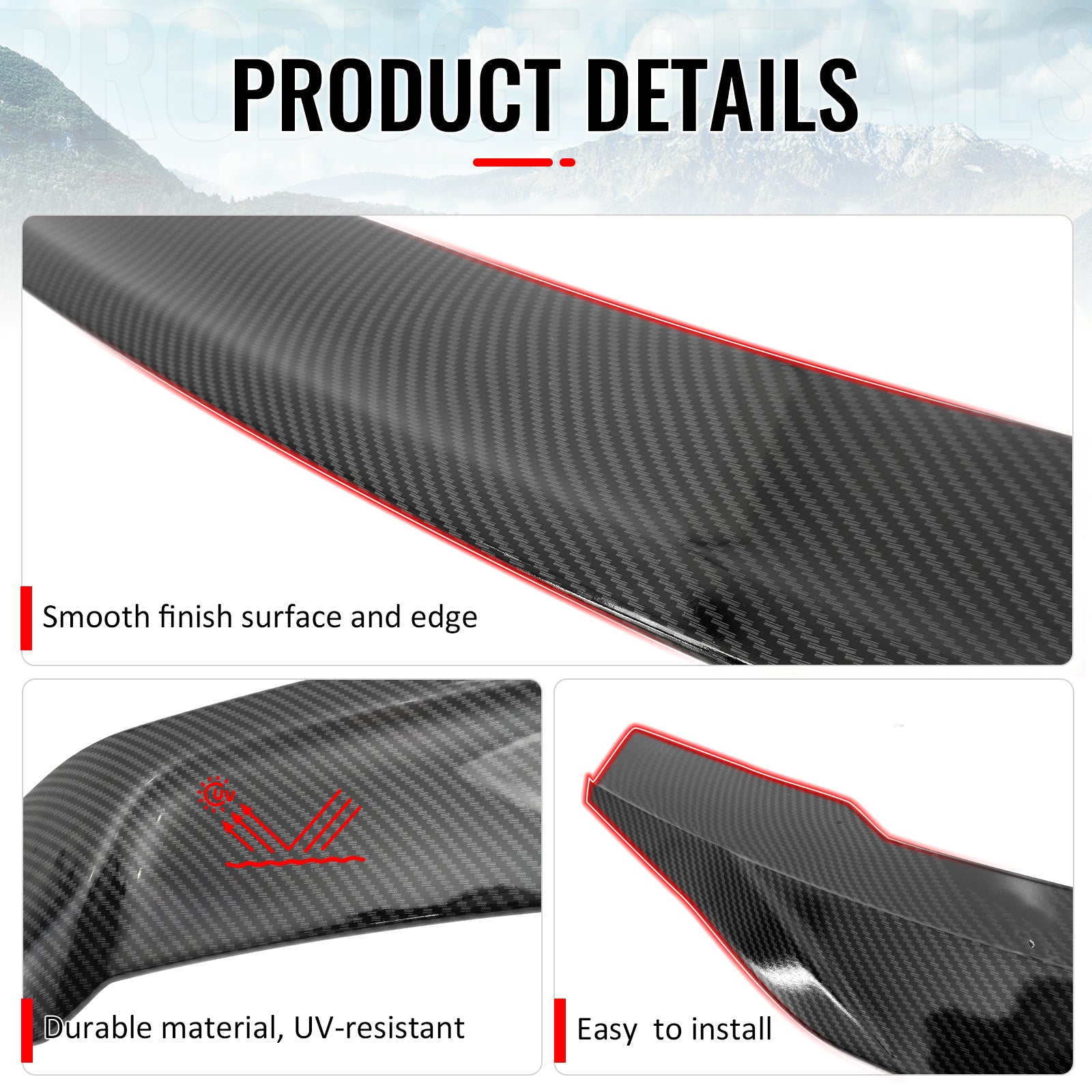 Fits 08-17 Mitsubishi Lancer EVO X R Style Carbon Fiber Print Trunk Spoiler ABS