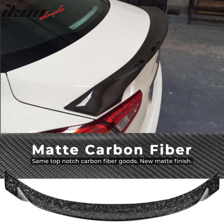 IKON MOTORSPORTS, Trunk Spoiler Compatible With 2014-2023 Maserati Ghibli , Matte Forged Carbon Fiber ASPEC Style Rear Spoiler Wing, 2015 2016 2017 2018