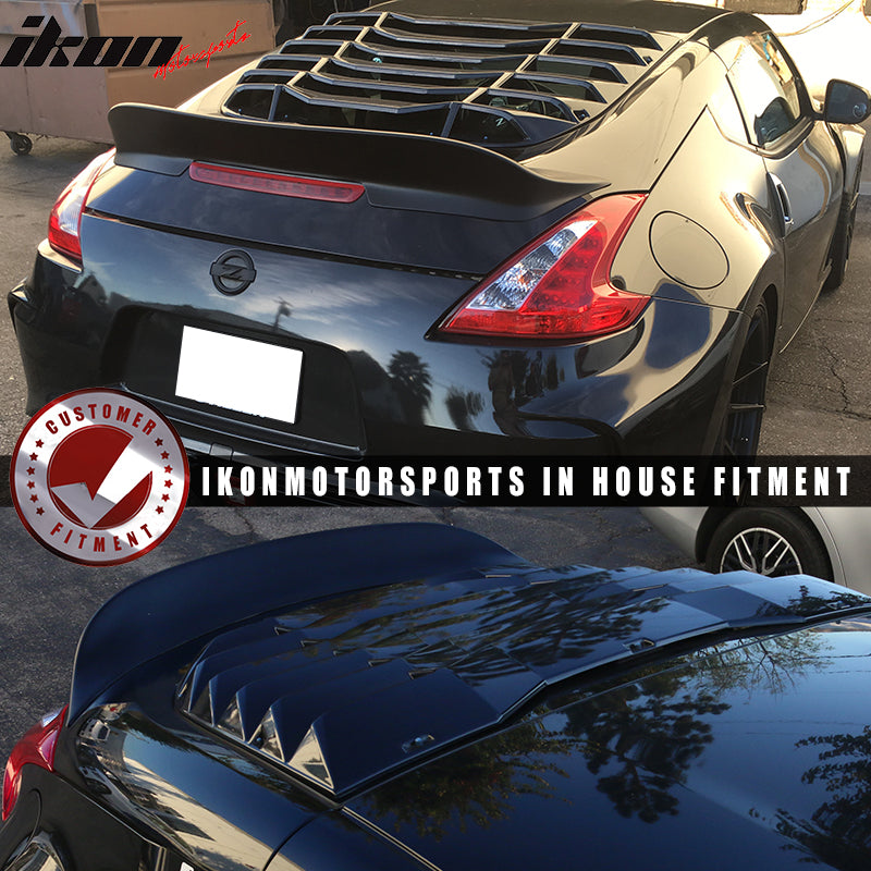 Trunk Spoiler Compatible With 2009-2021 Nissan 370Z, Ikon Style Unpainted Black PP Trunk Boot Lip Spoiler Wing Deck Lid By IKON MOTORSPORTS, 2010 2011 2012 2013 2014 2015 2016 2017