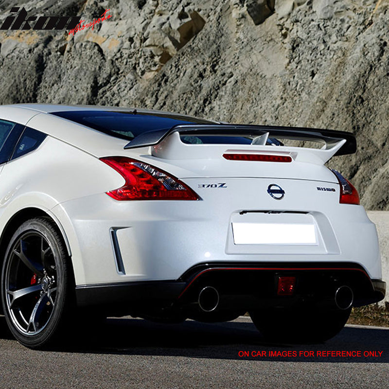 Pre-painted Trunk Spoiler Compatible With 2009-2021 NISSAN 370Z, ABS Painted 2 Tone Colors White Pearl & Black Metallic Rear Deck Lip Wing by IKON MOTORSPORTS, 2010 2011 2012 2013 2014 2015
