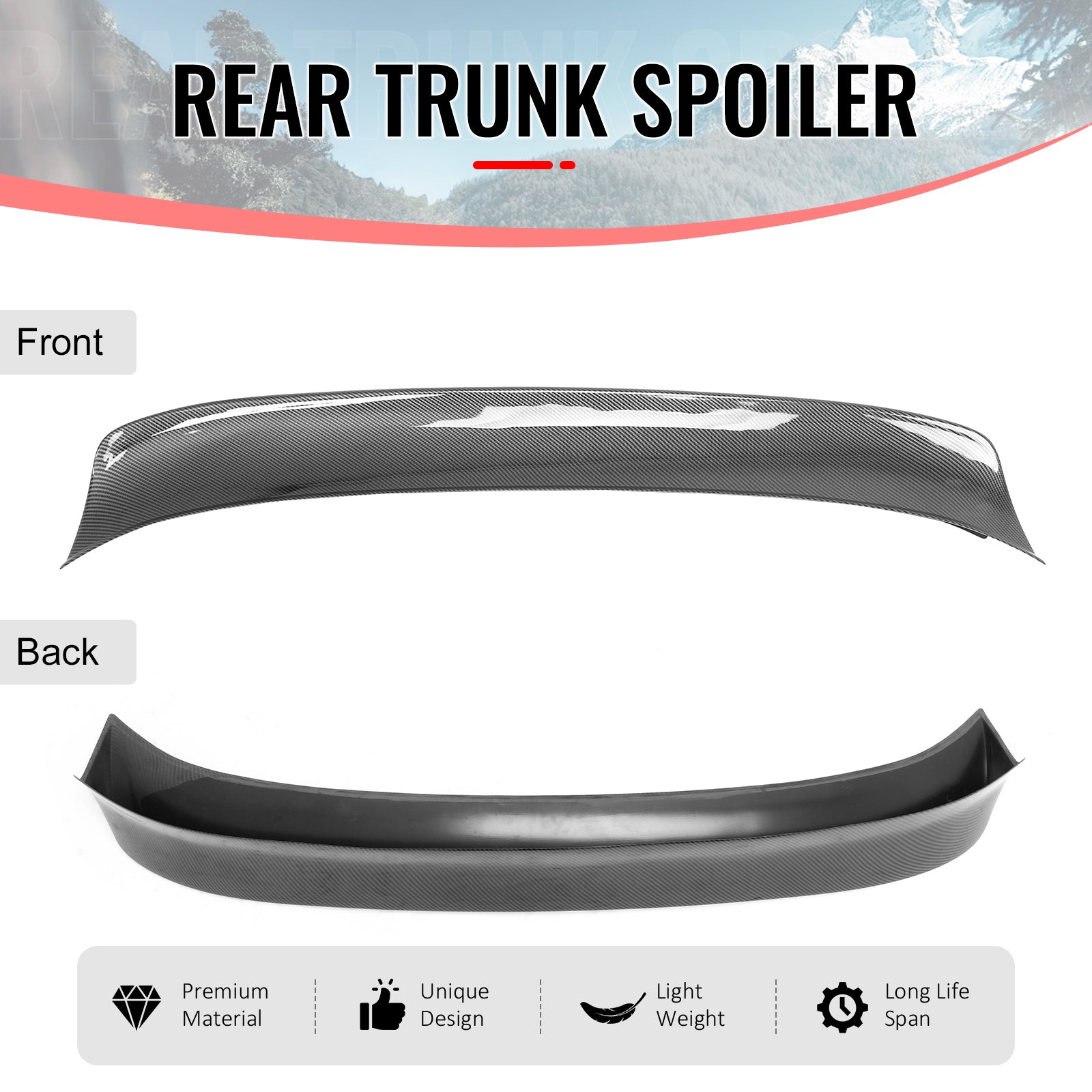 Fits 23-26 Nissan Z 400Z Duckbill Trunk Spoiler Carbon Fiber Print Rear Wing ABS