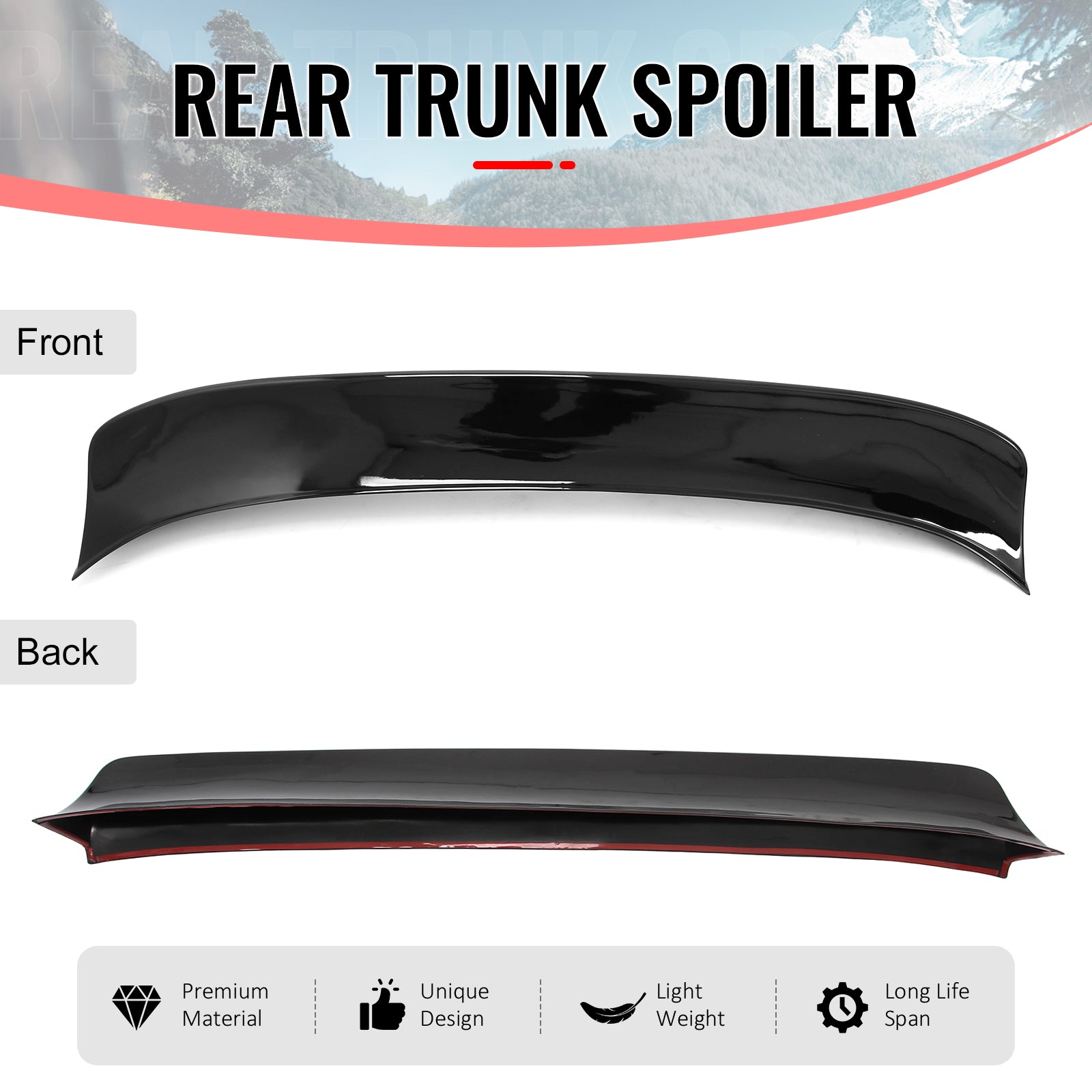 Fits 23-26 Nissan Z 400Z Duckbill Style Trunk Spoiler Gloss Black Rear Wing ABS