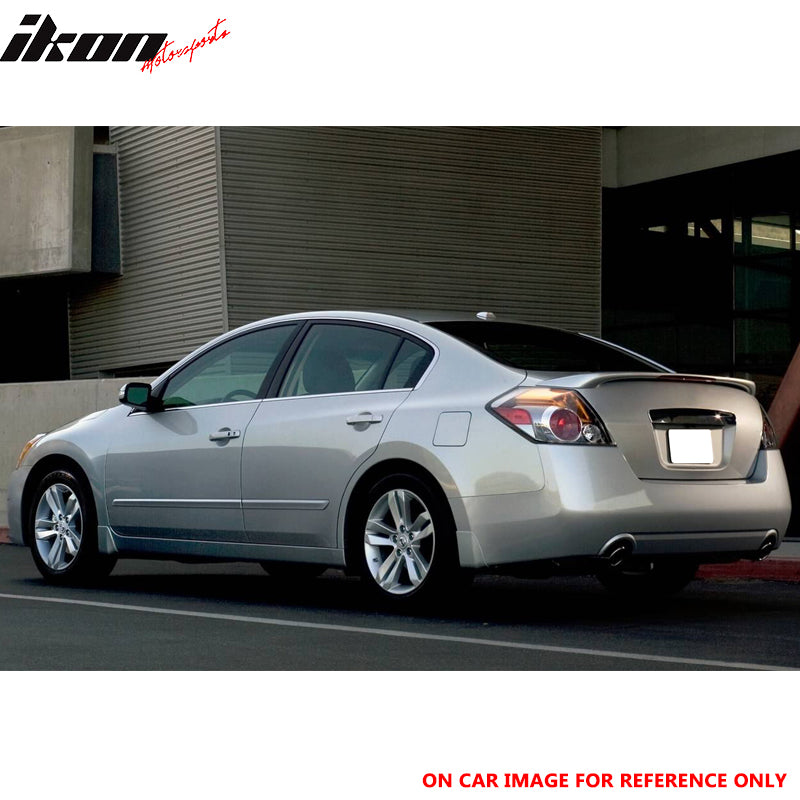 Trunk Spoiler Compatible With 2007-2012 Nissan Altima, Factory Style ABS Unpainted Black With Brake Light Trunk Boot Lip Spoiler Wing Deck Lid By IKON MOTORSPORTS, 2008 2009 2010 2011