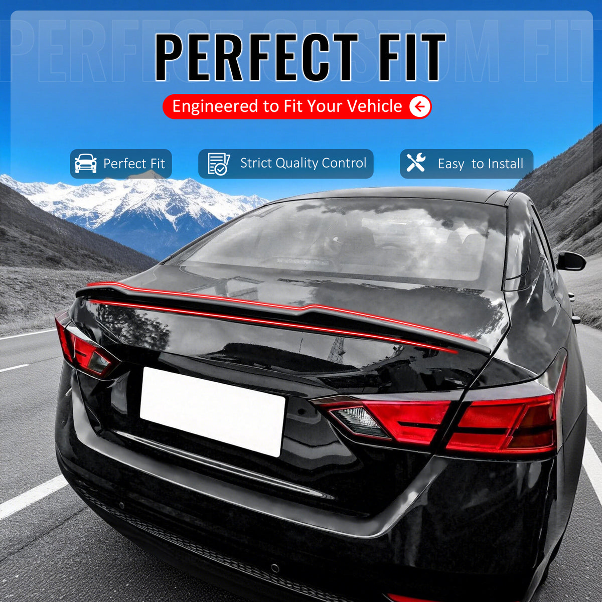 Fits 2019-2026 Nissan Altima M4 Style Gloss Black ABS Rear Trunk Spoiler