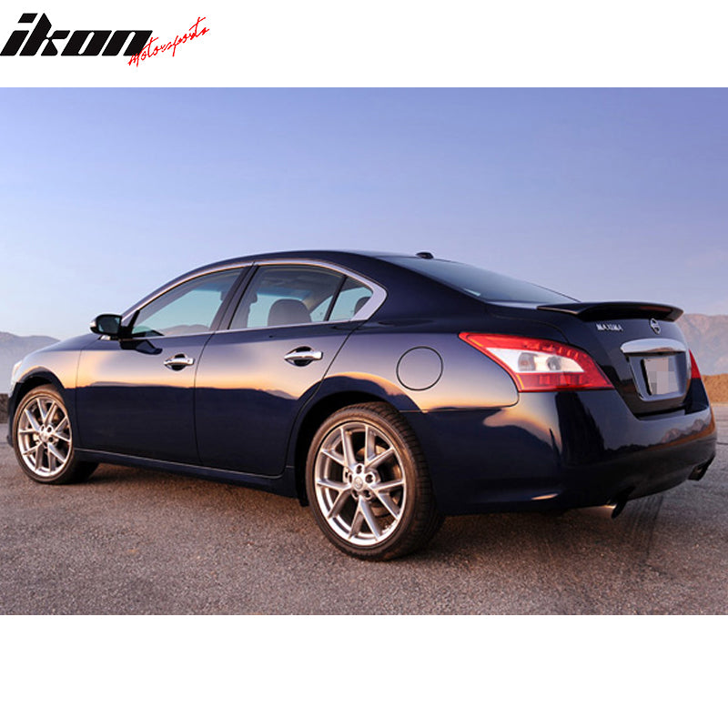 Trunk Spoiler Compatible With 2009-2015 Nissan Maxima, Factory Style Matte Black ABS Car Exterior Trunk Rear Wing Tail Roof Top Lid by IKON MOTORSPORTS, 2010 2011 2012 2013