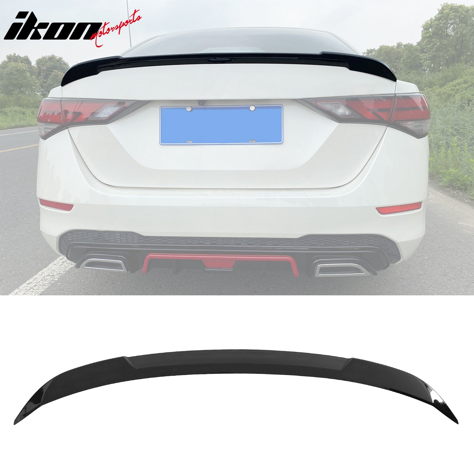 IKON MOTORSPORTS, Trunk Spoiler Compatible with 2020-2024 Nissan Sentra Sedan 4-Door, IKON Style ABS Rear Trunk Lid Spoiler Wing Lip