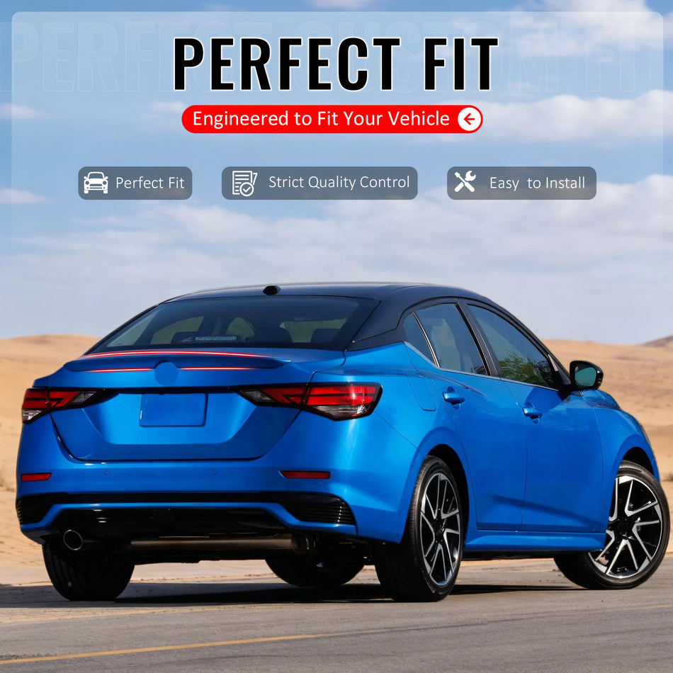 IKON MOTORSPORTS, Trunk Spoiler Compatible with 2020-2025 Nissan Sentra All Models, SR Style Carbon Fiber Print ABS Plastic Rear Trunk Lid Spoiler Wing Lip 1PC