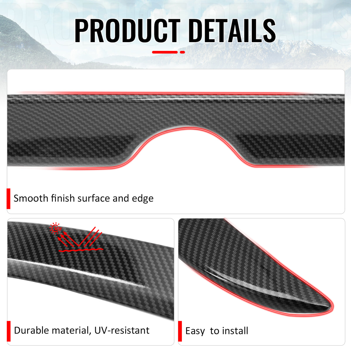 Fits 20-25 Nissan Sentra SR Style Carbon Fiber Print Rear Trunk Spoiler Wing ABS