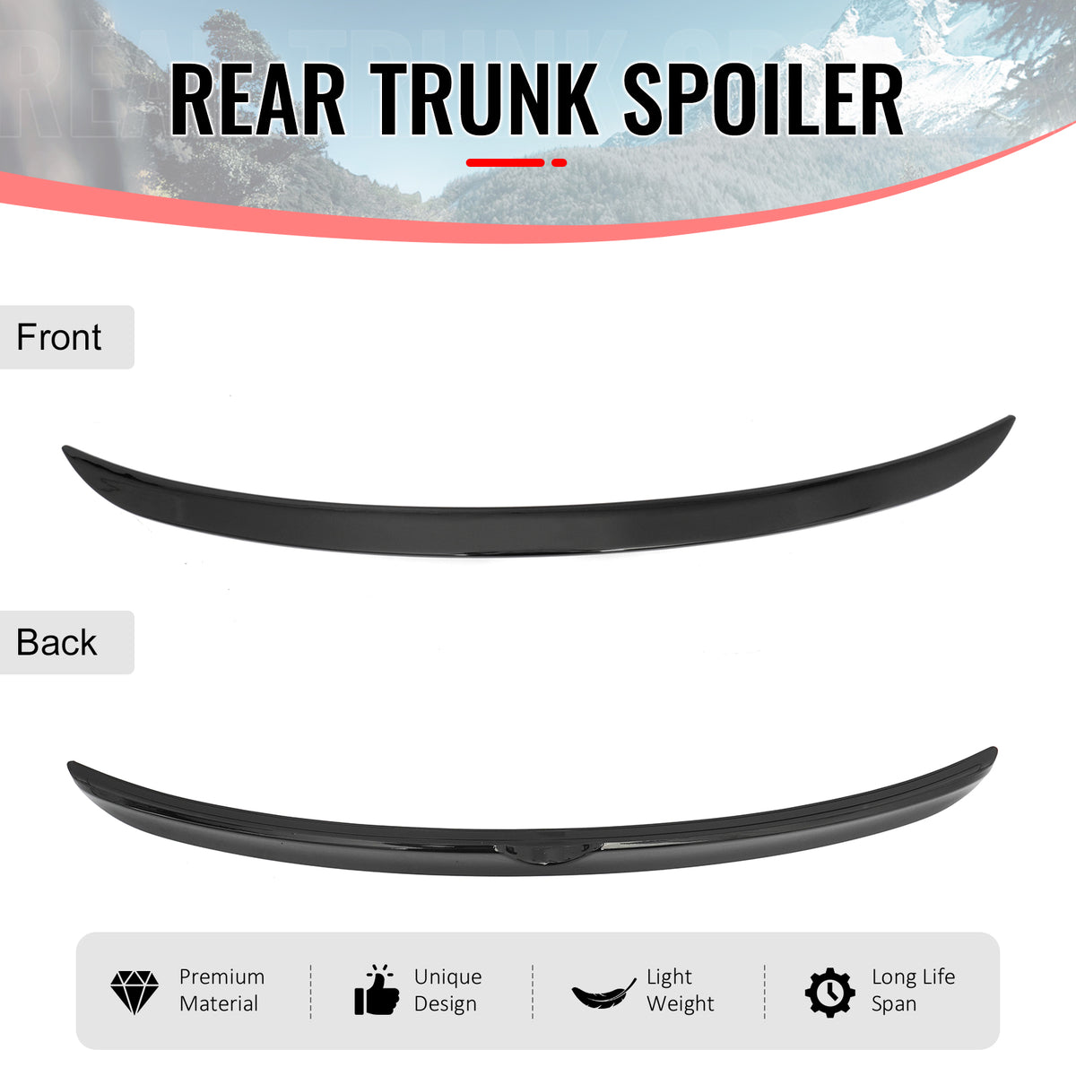 Fits 20-25 Nissan Sentra Sedan SR Style Gloss Black Rear Trunk Spoiler Wing ABS