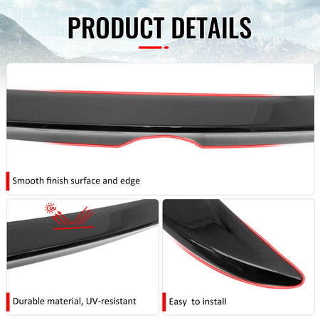 Fits 20-25 Nissan Sentra Sedan SR Style Gloss Black Rear Trunk Spoiler Wing ABS