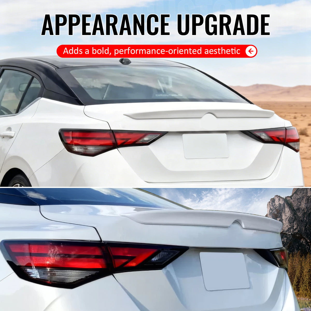 Fits 20-25 Nissan Sentra Sedan SR Style Gloss Black Rear Trunk Spoiler Wing ABS