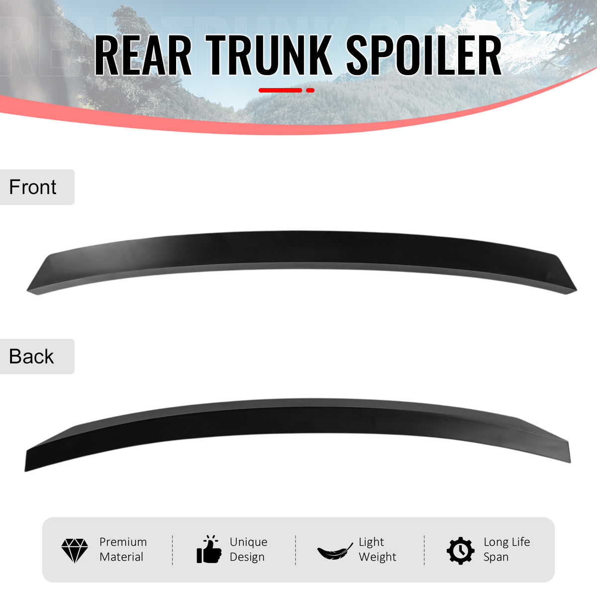 IKON MOTORSPORTS, Trunk Spoiler Compatible with 2024-2026 Porsche Panamera (Not Fit GTS/Turbo/Turbo S), ABS Plastic Rear Trunk Lid Spoiler Wing Lip