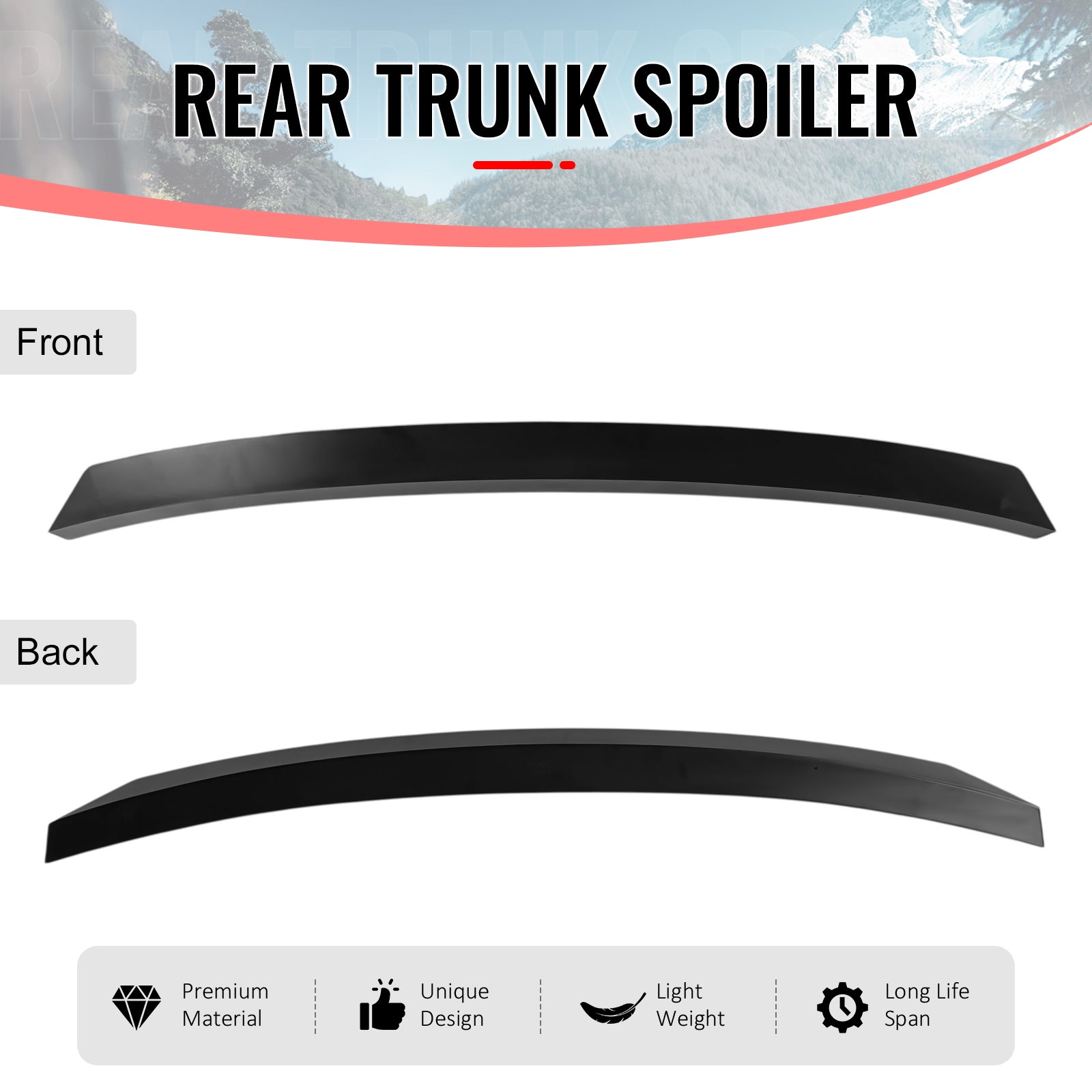IKON MOTORSPORTS, Trunk Spoiler Compatible with 2024-2026 Porsche Panamera (Not Fit GTS/Turbo/Turbo S), ABS Plastic Rear Trunk Lid Spoiler Wing Lip