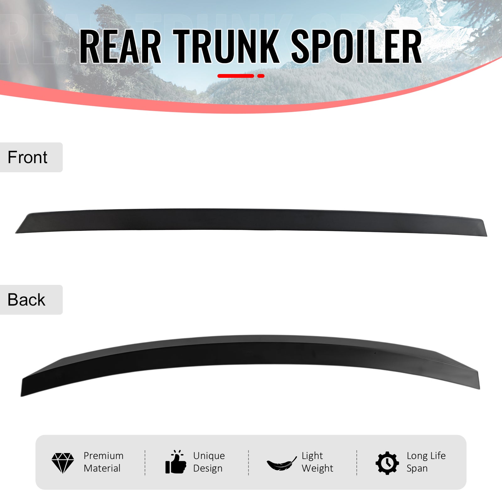 IKON MOTORSPORTS, Trunk Spoiler Compatible with 2024-2026 Porsche Panamera (Not Fit GTS/Turbo/Turbo S), ABS Plastic Rear Trunk Lid Spoiler Wing Lip
