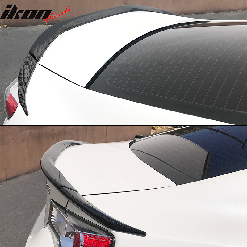IKON MOTORSPORTS, Trunk Spoiler Compatible With 2013-2016 Scion FR-S/2013-2020 Subaru BRZ/2017-2020 Toyota 86, CF Carbon Fiber Black Rear Deck Lip Wing