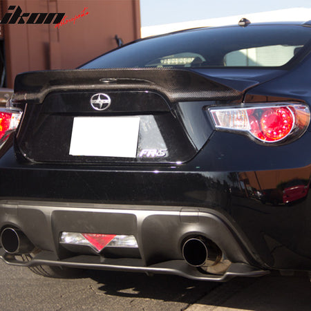 IKON MOTORSPORTS, Trunk Spoiler Compatible With 2013-2020 Scion FR-S & Toyota 86 & Subaru BRZ , Matte Carbon Fiber TR-D Style Rear Spoiler Wing, 2014 2015 2016 2017 2018 2019