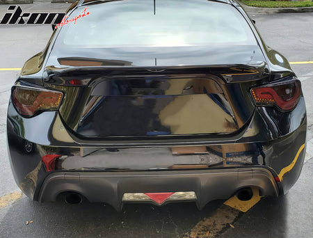 IKON MOTORSPORTS, Trunk Spoiler Compatible with 2013-2016 Scion FR-S & 2013-2020 Subaru BRZ & 2017-2020 Toyota 86, TRD Style Painted #D4S Raven Black ABS Plastic Rear Trunk Lid Spoiler Wing Lip