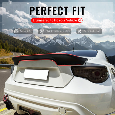 IKON MOTORSPORTS, Trunk Spoiler Compatible with 2013-2016 Scion FRS, 2013-2020 Subaru BRZ, 2017-2020 Toyota 86, TRD Style Matte Black ABS Rear Trunk Lid Spoiler Wing Lip