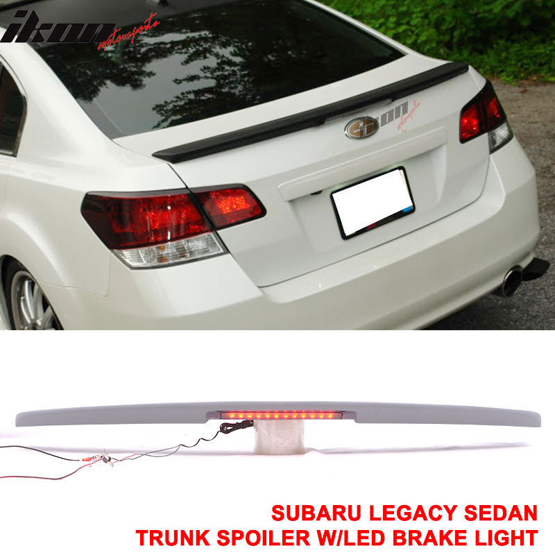 10-14 Subaru Legacy Sedan Black Rear Spoiler Wing LED Brake Light FRP