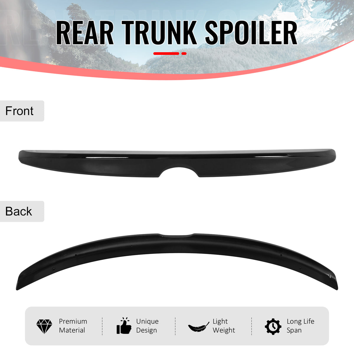 For 15-17 Toyota Camry XV50 OE Style Gloss Black Duckbill Rear Trunk Spoiler ABS