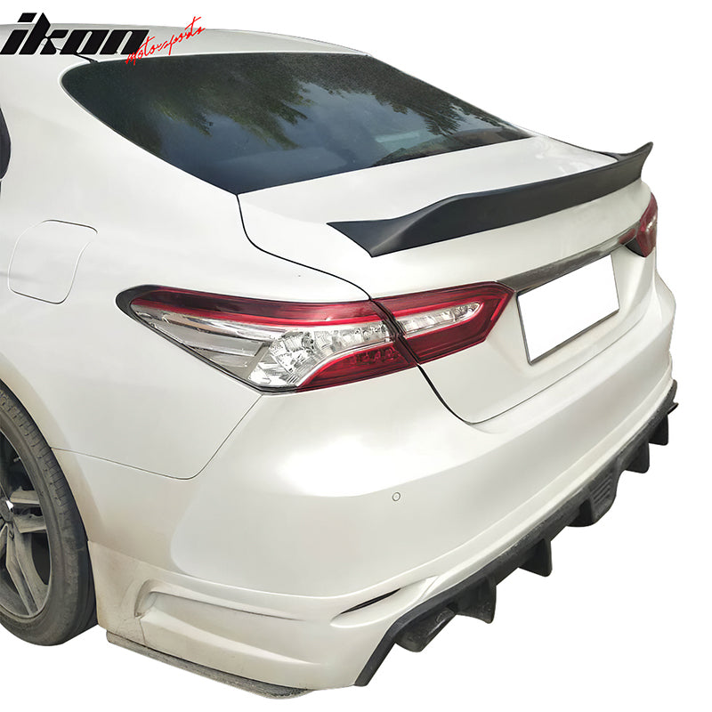 IKON MOTORSPORTS, Trunk Spoiler Compatible with 2018-2024 Toyota Camry, IKON Duckbill Style Painted ABS Plastic Rear Trunk Lid Spoiler Wing Lip