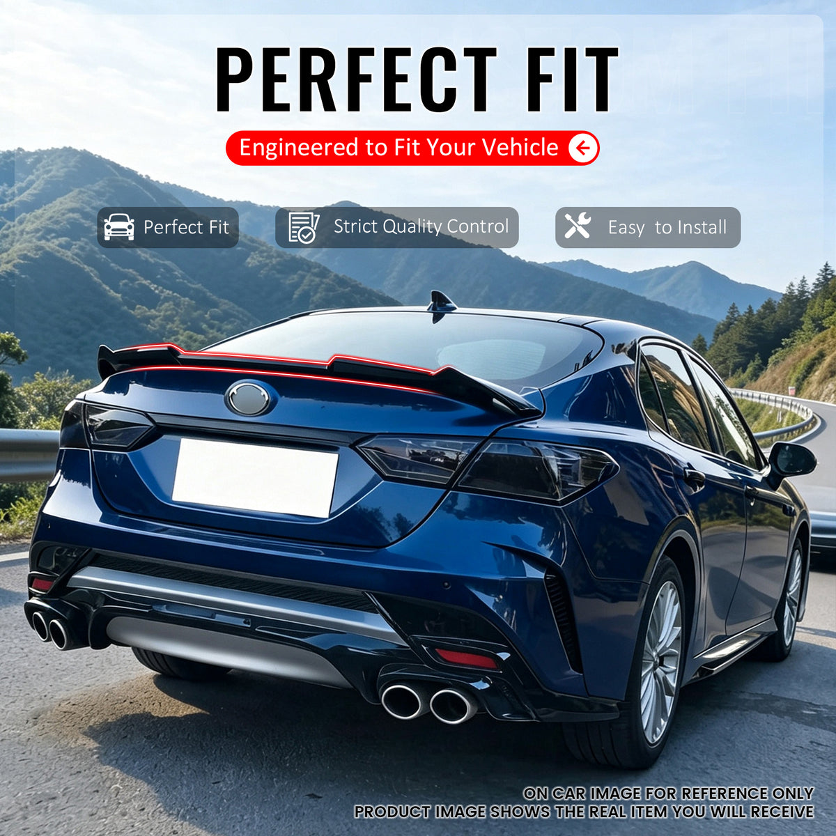 Fits 2018-2024 Toyota Camry KN Style Carbon Fiber Print ABS Trunk Spoiler