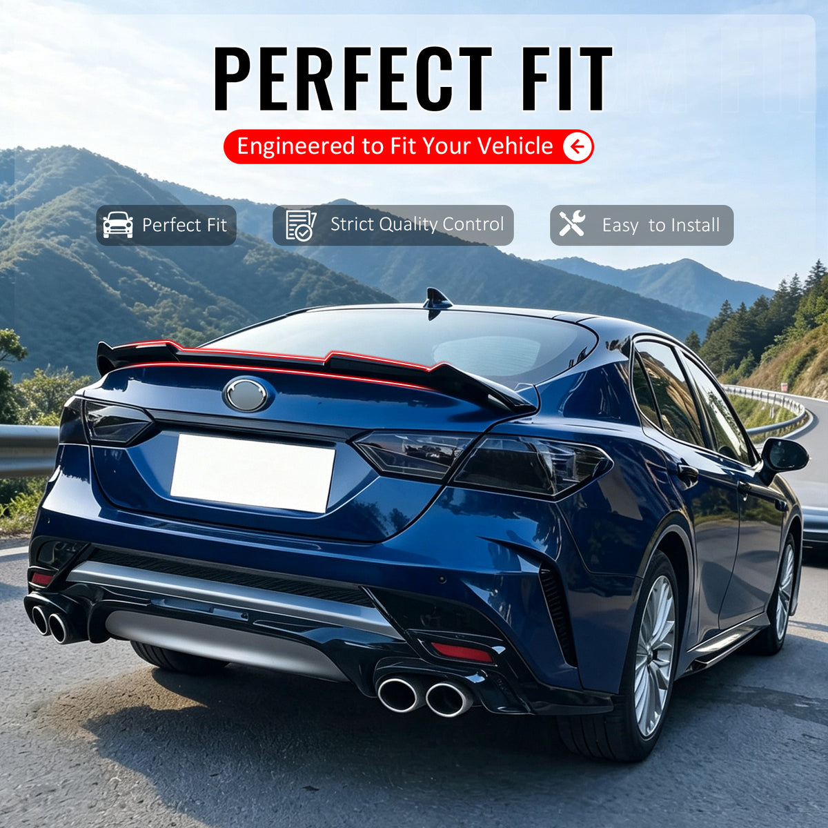 Fits 2018-2024 Toyota Camry KN Style Gloss Black ABS Trunk Spoiler Wing