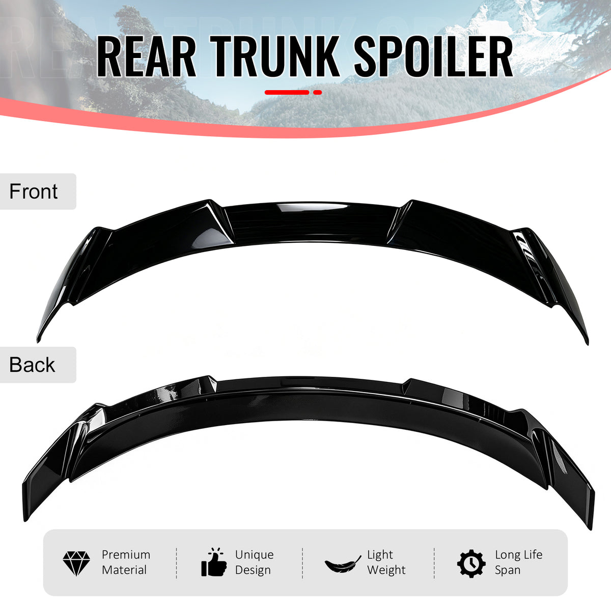 For 2018-2024 Toyota Camry XV70 8th KN Style Rear Trunk Spoiler Wing Gloss Black