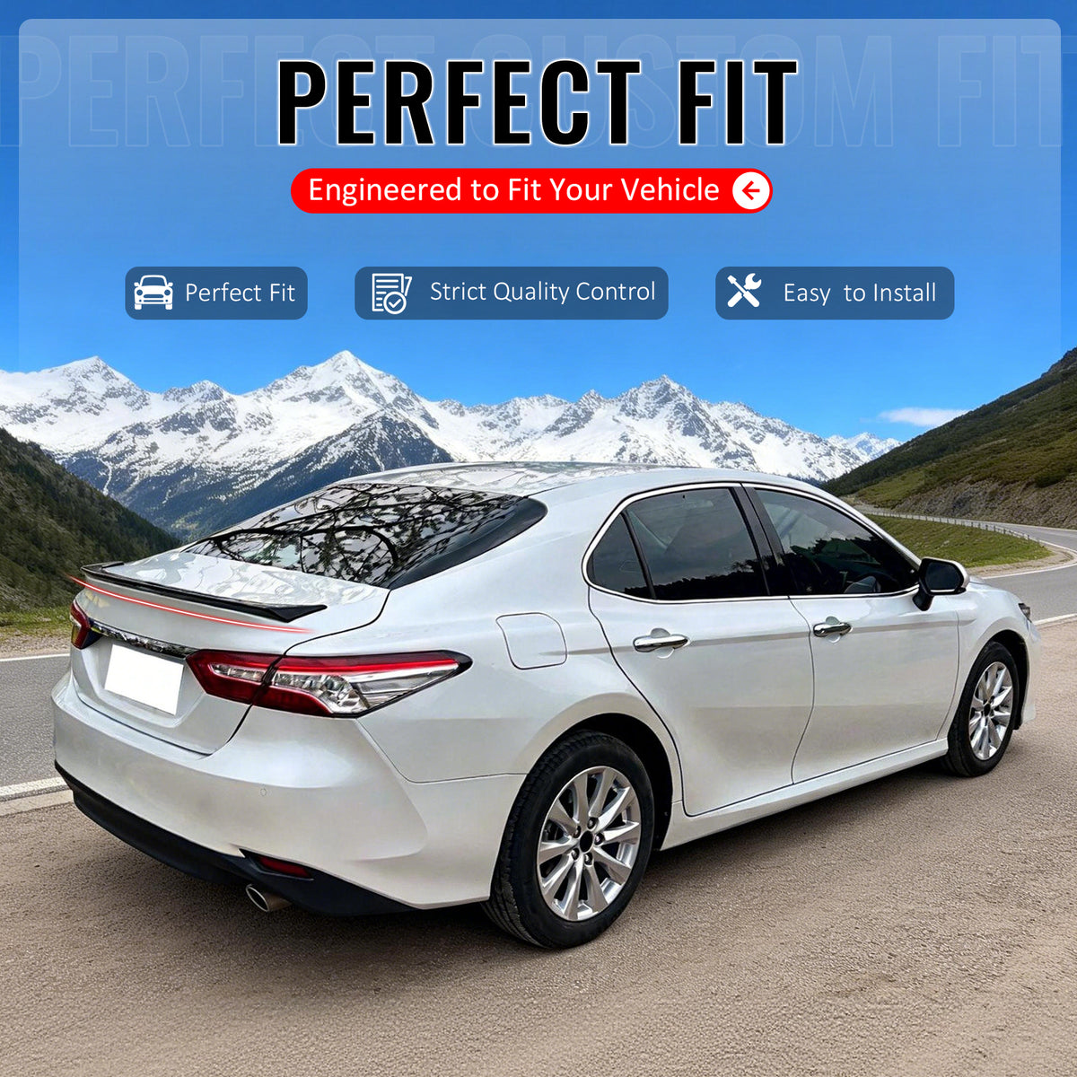 Fit 2018-2024 Toyota Camry Trunk Spoiler OE Style Gloss Black ABS