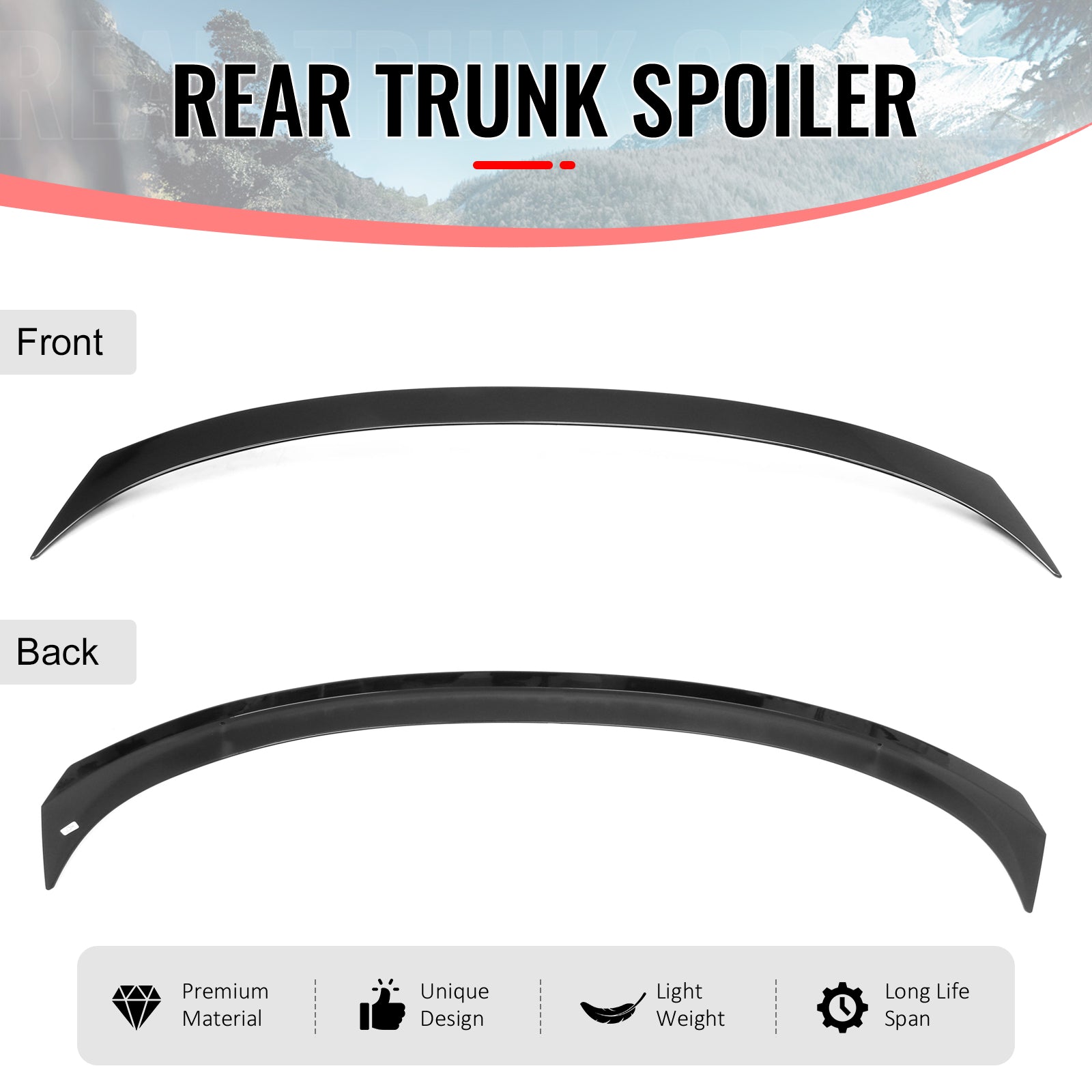 Fits 18-24 Toyota Camry OE Style Flush Mount Rear Trunk Spoiler Wing Gloss Black