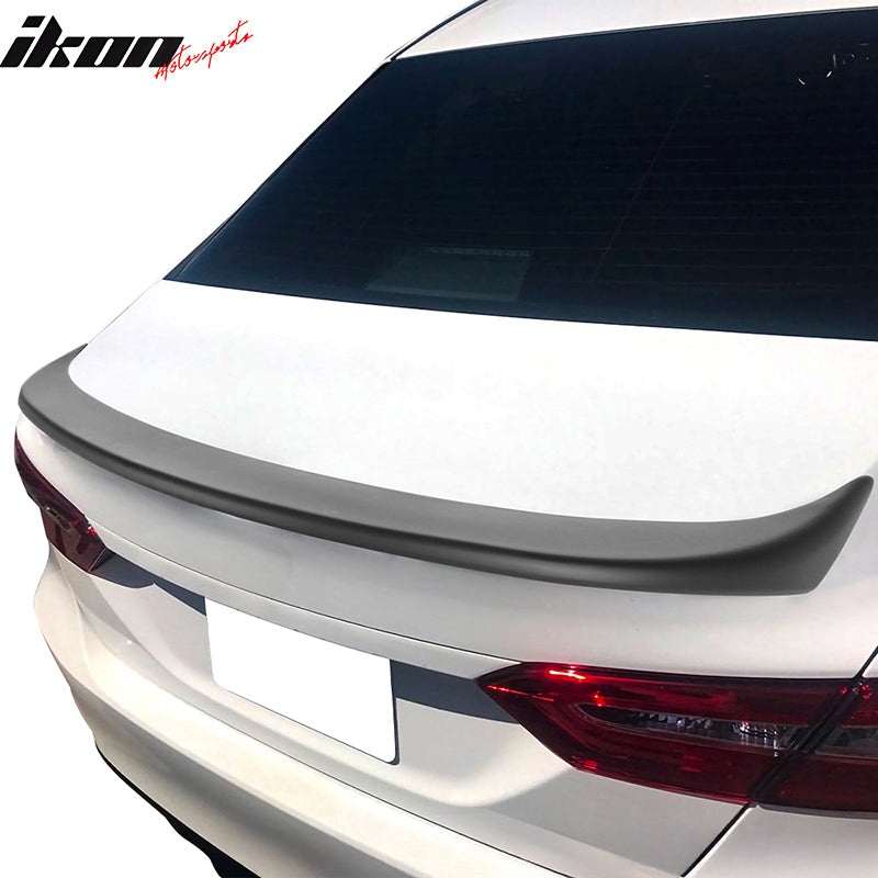 IKON MOTORSPORTS, Trunk Spoiler Compatible with 2018-2024 Toyota Camry, SM Style ABS Plastic Rear Trunk Lid Spoiler Wing Lip