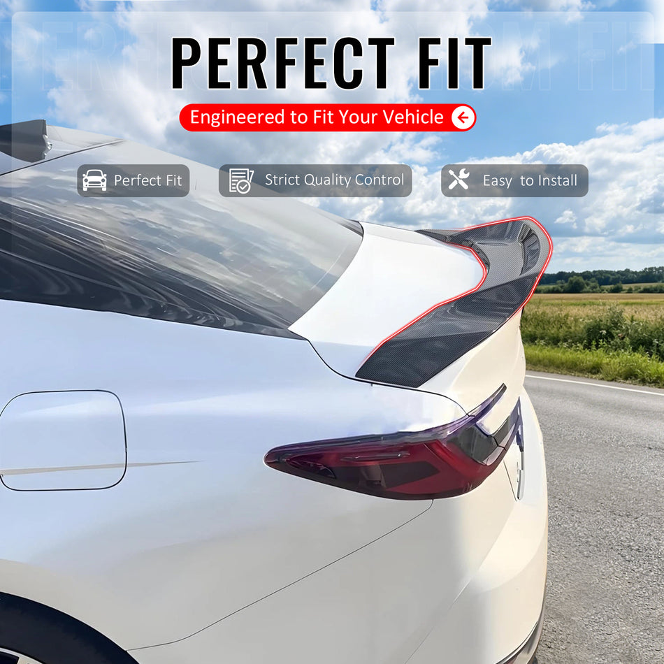 IKON MOTORSPORTS, Trunk Spoiler Compatible with 2025-2026 Toyota Camry XV80 9th Gen All Models, R Style Carbon Fiber Print ABS Plastic Rear Trunk Lid Spoiler Wing Lip Bodykits, 1Piece