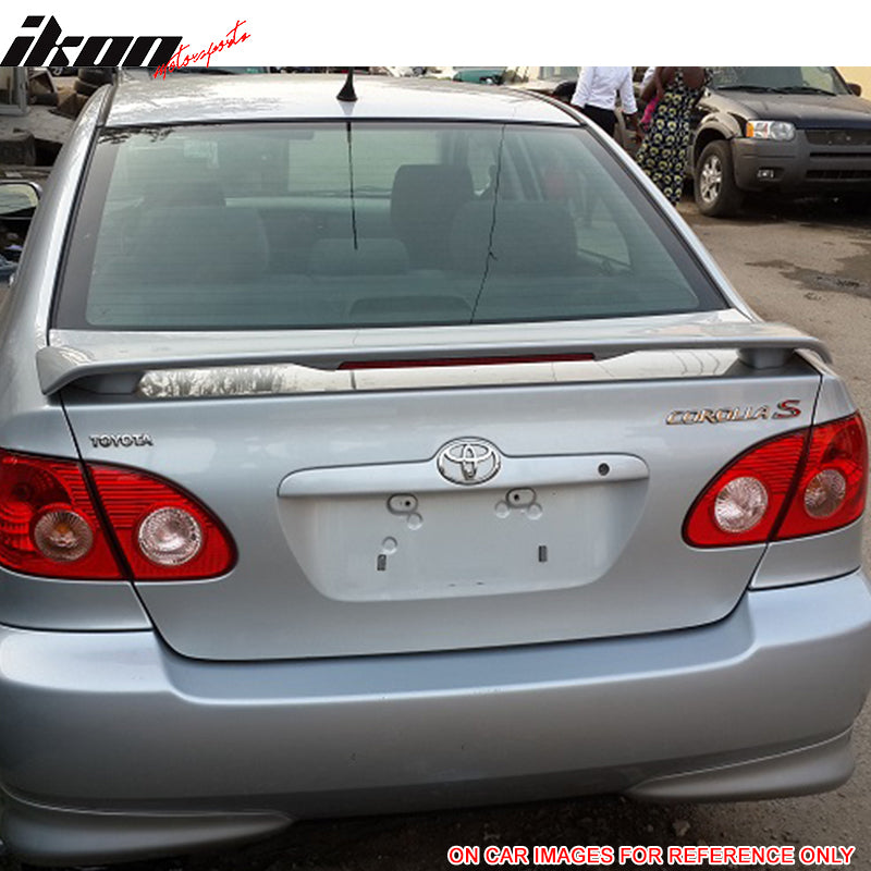 Pre-Painted Trunk Spoiler Compatible With 2003-2008 Toyota Corolla, Factory Style Painted #209 Black Sand Pearl ABS With LED Brake Light Trunk Boot Lip Spoiler Wing Deck Lid By IKON MOTORSPORTS