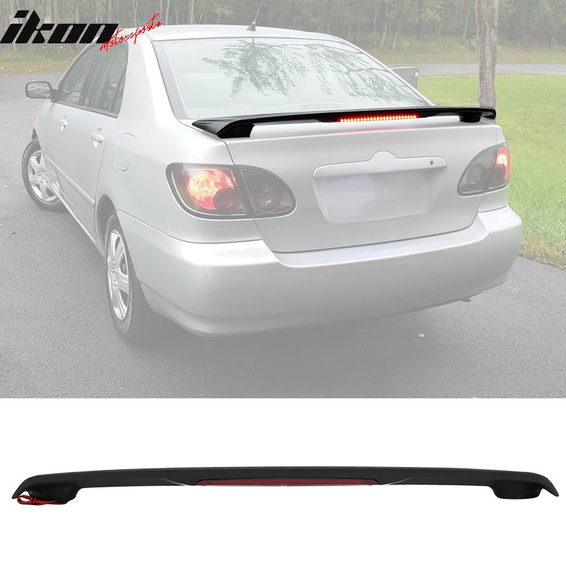 03-08 Toyota Corolla OE Style Matte Black Rear Spoiler Wing LED Brake