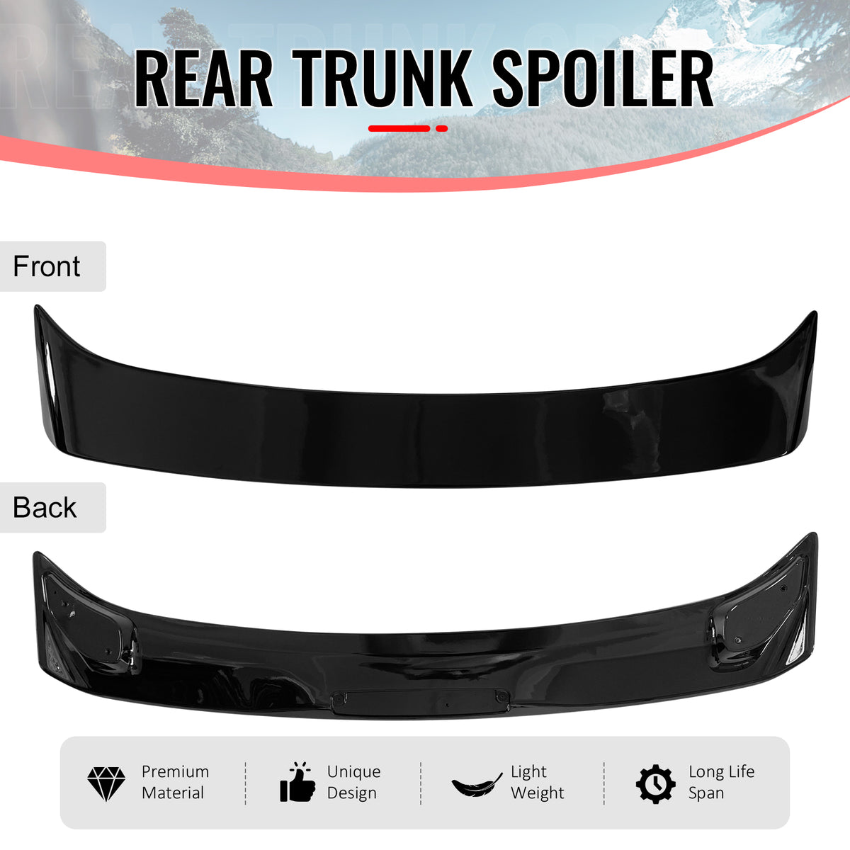 Fits 03-08 Toyota Corolla Sedan OE Style Trunk Spoiler W/LED Light Gloss Black