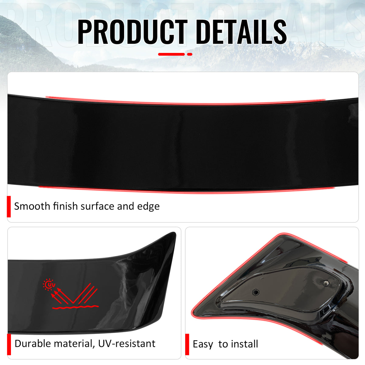 Fits 03-08 Toyota Corolla Sedan OE Style Trunk Spoiler W/LED Light Gloss Black