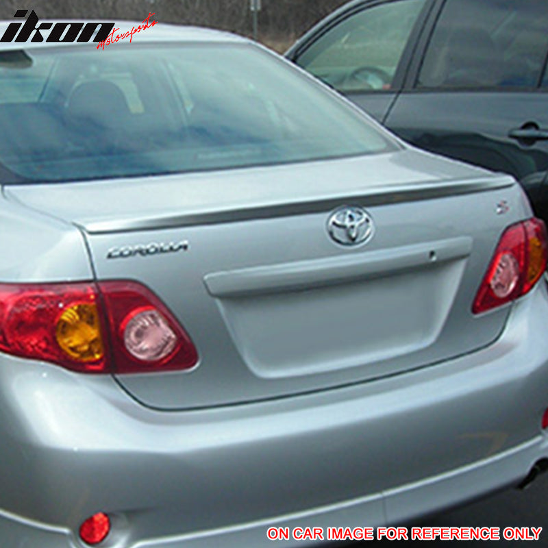 Pre-painted Trunk Spoiler Compatible With 2009-2010 Toyota Corolla, Factory Style ABS Painted # U209 Black Sand Pearl Rear Trunk Boot Lip Wing Deck Lid Other Color Available By IKON MOTORSPORTS