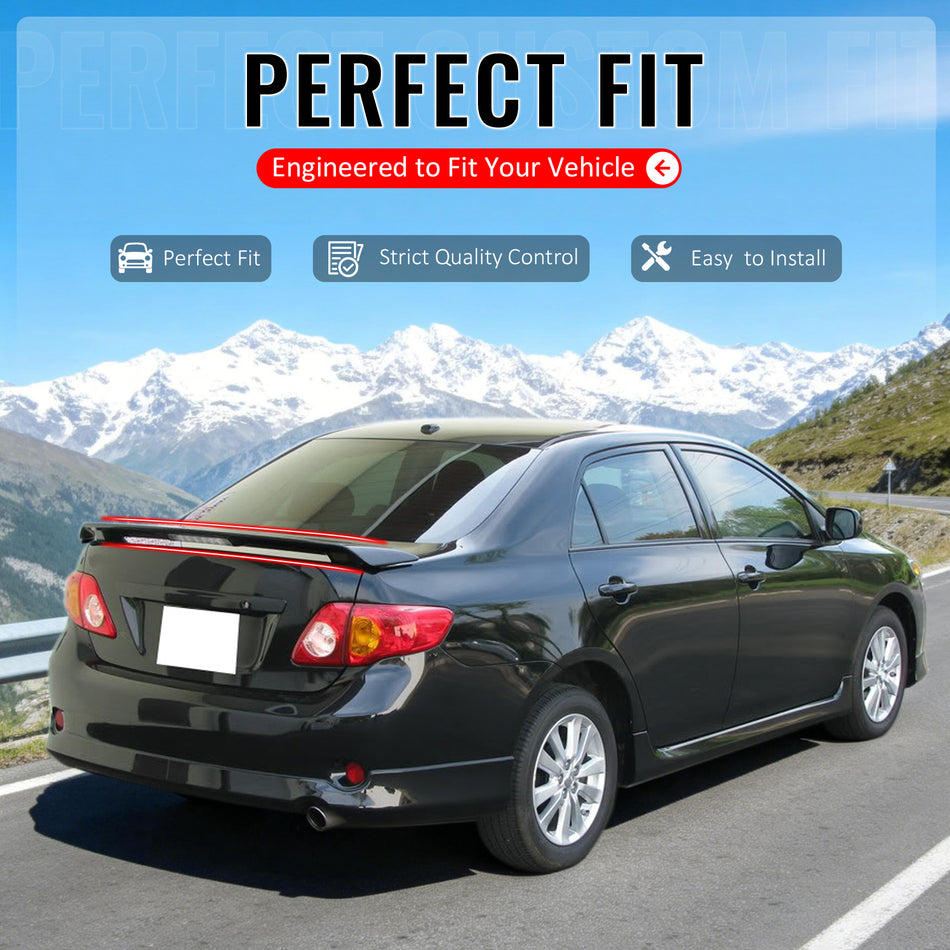Fits 2009-2013 Toyota Corolla Trunk Spoiler OE Style Gloss Black ABS