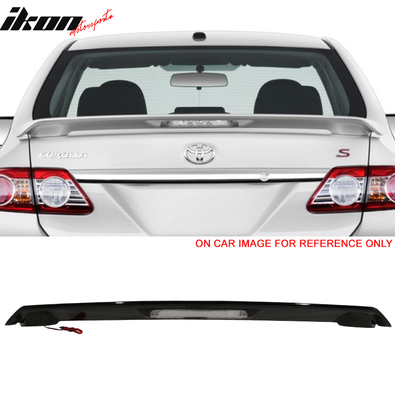 IKON MOTORSPORTS, Trunk Spoiler Compatible With 2009-2013 Toyota Corolla 4Dr Sedan, Rear Trunk Spoiler Wing Lip W/ Brake Light Bodykit Replacement ABS Painted #040 40 Super White II