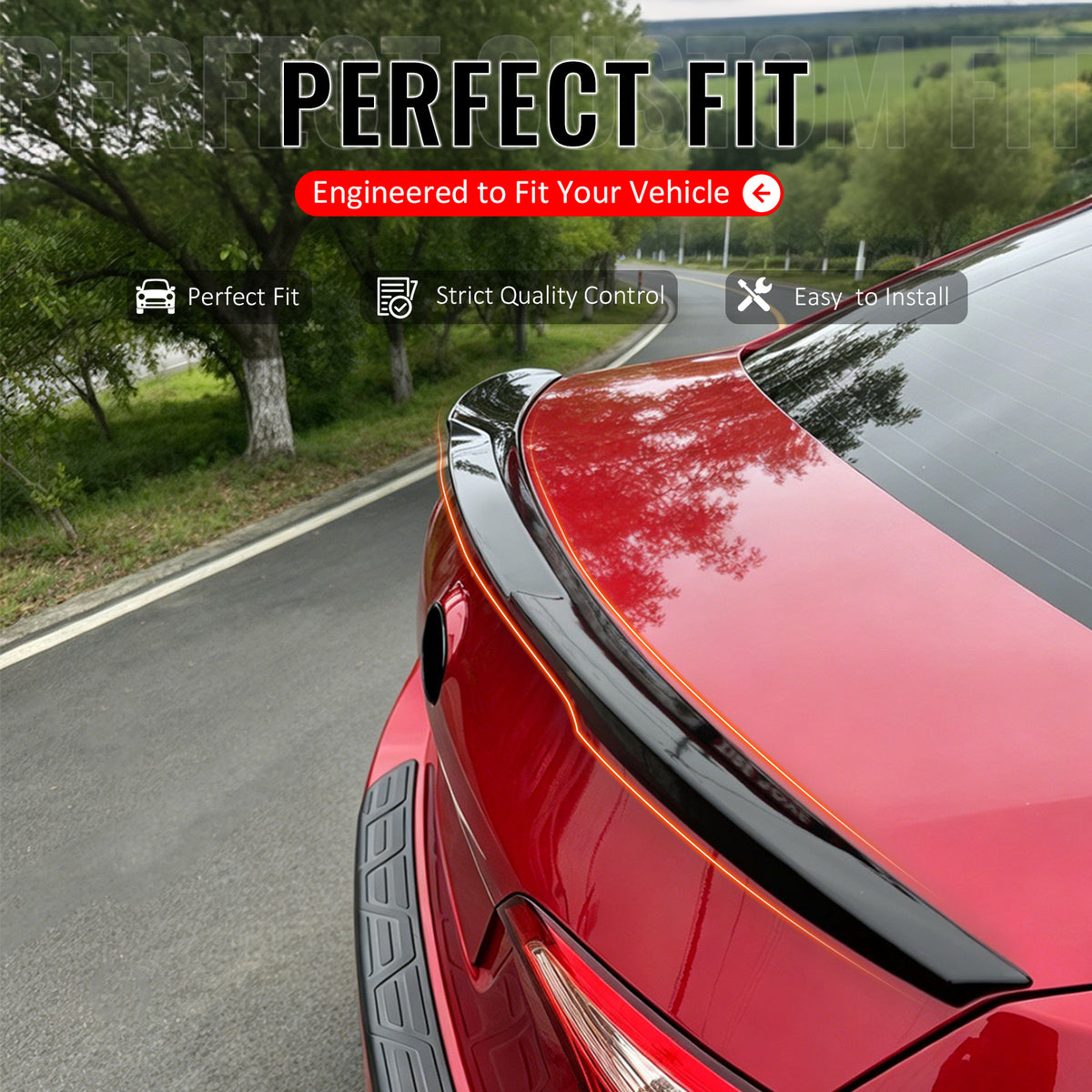 Fits 2014-2019 Toyota Corolla Sedan Trunk Spoiler M4 Style Gloss Black ABS
