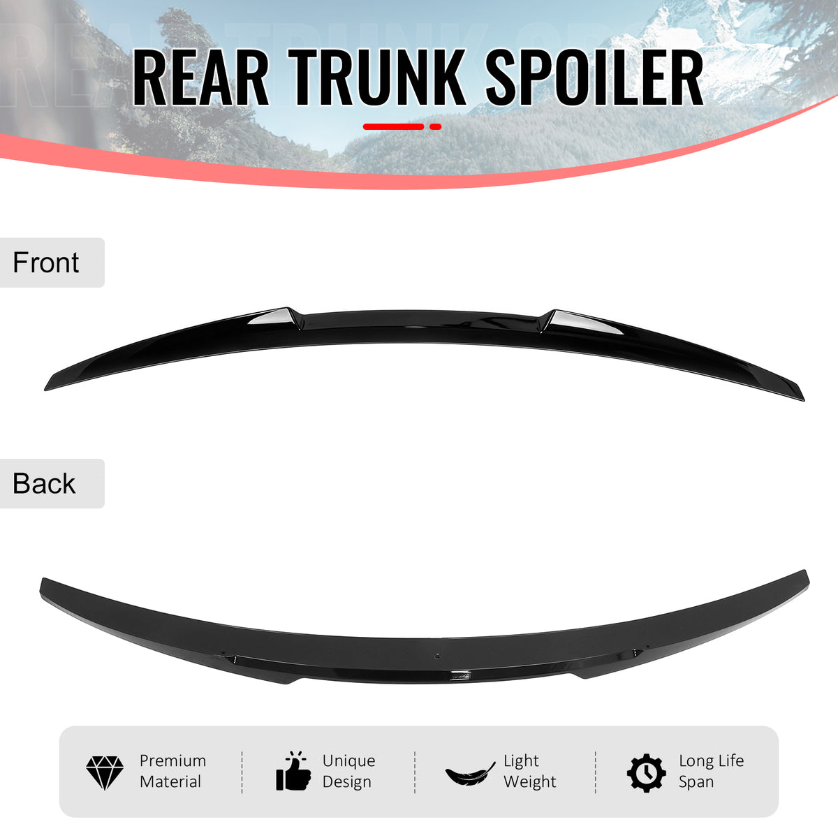 Fits 14-19 Toyota Corolla Sedan M4 Style Rear Trunk Spoiler Wing Gloss Black ABS