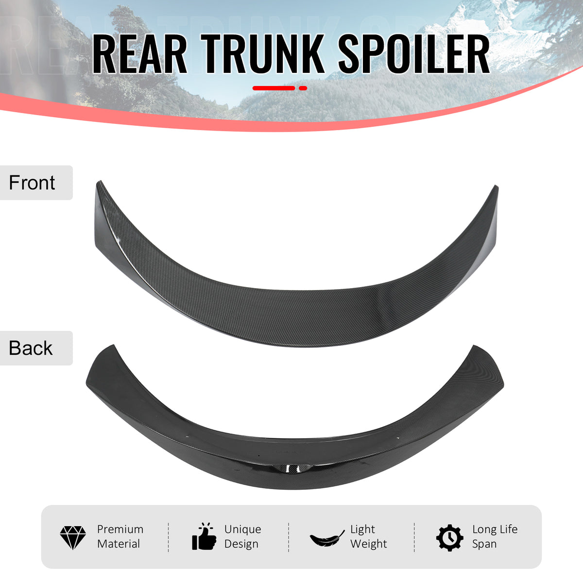 Fits 19-26 Toyota Corolla Trunk Spoiler Carbon Fiber Print JDM Style Rear Wing