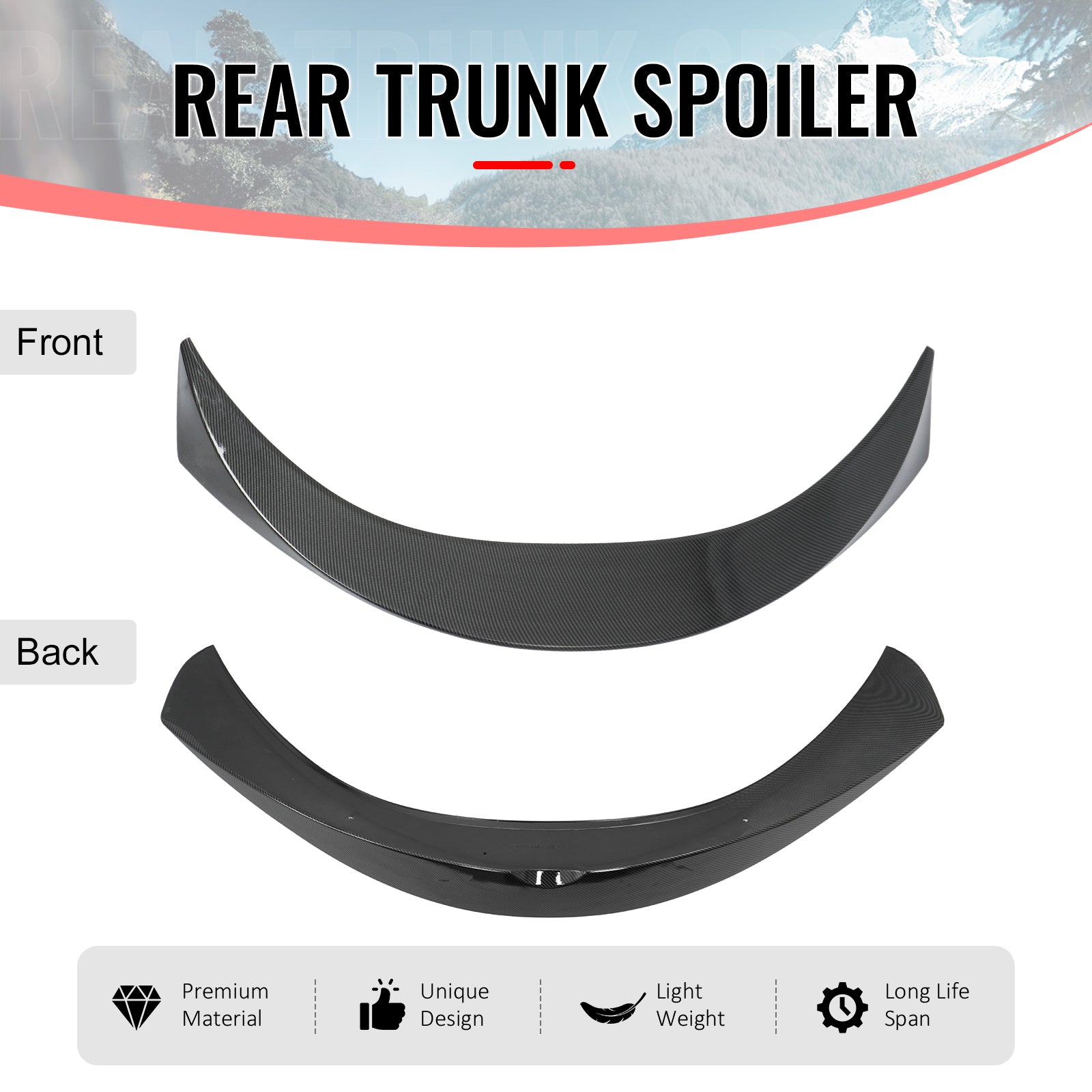 Fits 19-26 Toyota Corolla Trunk Spoiler Carbon Fiber Print JDM Style Rear Wing
